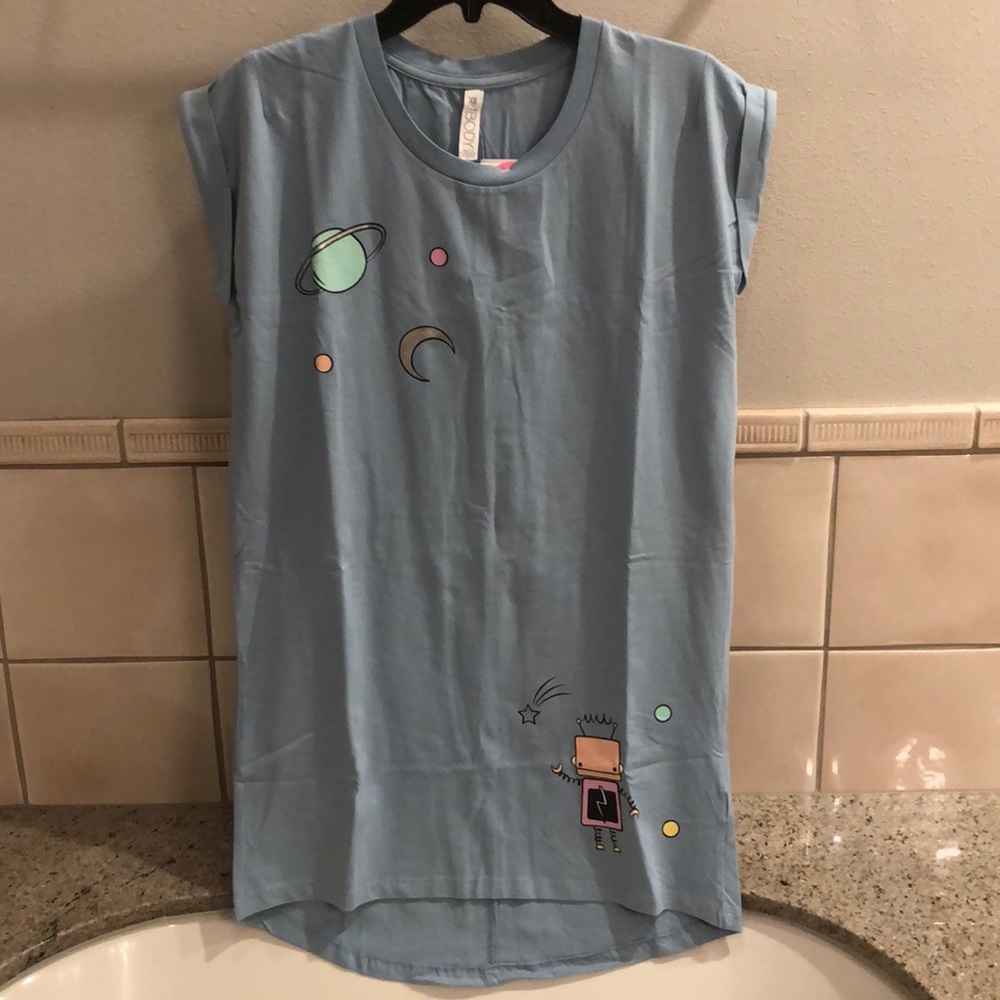 New Cotton On robot alien astronomy boxy high-low hem short pajama t-shirt dress